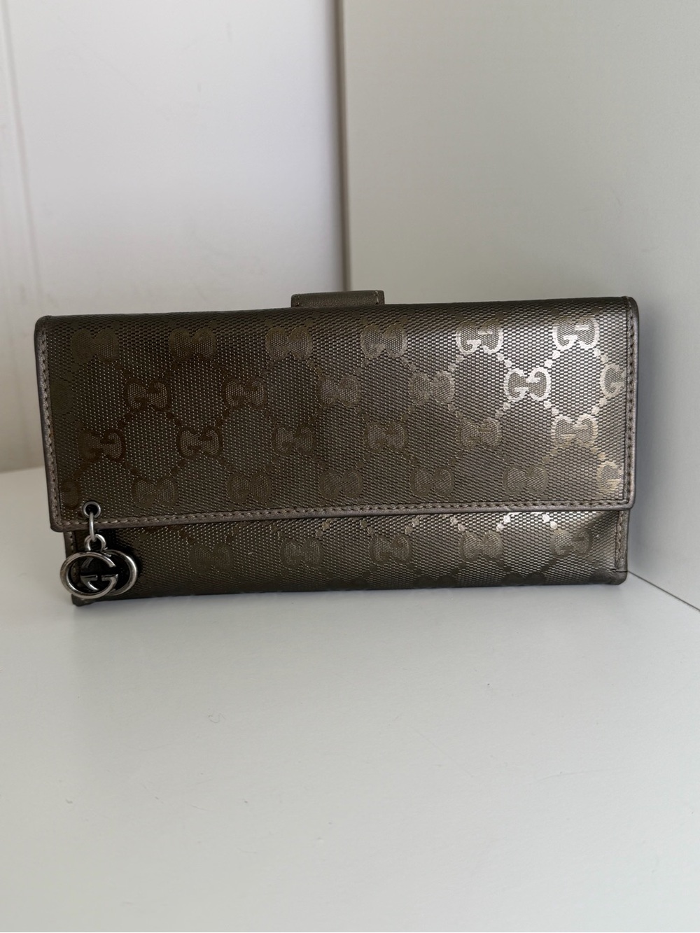 Gucci Metallic GG Canvas Continental Wallet w/ GG Charm